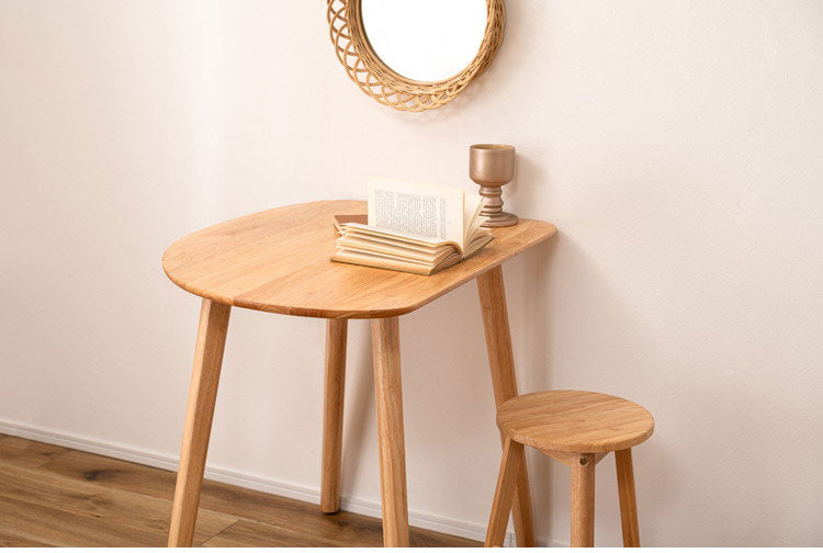 ダイニングテーブル 幅83cm 天然木 コーナー 組み立て式 丸み 木製 リビングテーブル リビング ダイニング リモートワーク 在宅ワーク デスク テーブル 机 おしゃれ かわいい 北欧(代引不可)