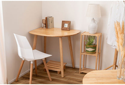 ダイニングテーブル 幅83cm 天然木 コーナー 組み立て式 丸み 木製 リビングテーブル リビング ダイニング リモートワーク 在宅ワーク デスク テーブル 机 おしゃれ かわいい 北欧(代引不可)
