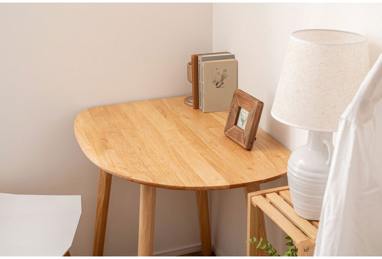 ダイニングテーブル 幅83cm 天然木 コーナー 組み立て式 丸み 木製 リビングテーブル リビング ダイニング リモートワーク 在宅ワーク デスク テーブル 机 おしゃれ かわいい 北欧(代引不可)