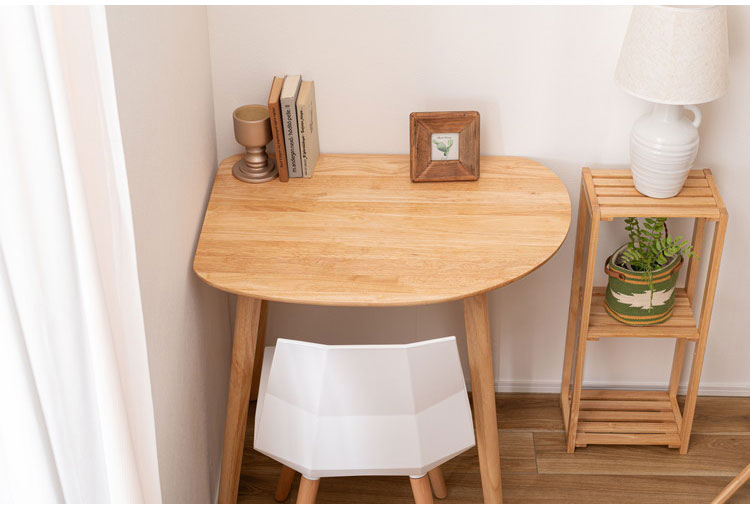 ダイニングテーブル 幅83cm 天然木 コーナー 組み立て式 丸み 木製 リビングテーブル リビング ダイニング リモートワーク 在宅ワーク デスク テーブル 机 おしゃれ かわいい 北欧(代引不可)