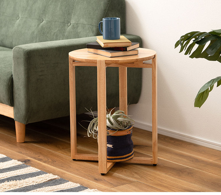 サイドテーブル サイドテーブル ナイトテーブル テーブル 木製 天然木 北欧 おしゃれ 円 丸 ラウンド アジャスター付き かわいい 新生活 オールシーズン(代引不可)