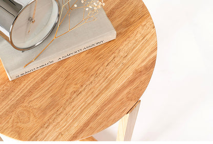 サイドテーブル サイドテーブル ナイトテーブル テーブル 木製 天然木 北欧 おしゃれ 円 丸 ラウンド アジャスター付き かわいい 新生活 オールシーズン(代引不可)