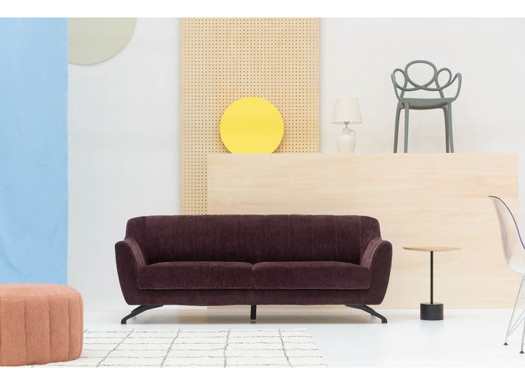 ソファ 幅182cm 3人掛け 3P おしゃれ 北欧 ポケットコイル使用 高級感 スチール 布地 ファブリック 脚付き モダン シンプル ナチュラル グレー パープル 新生活(代引不可)