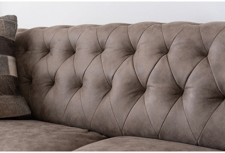 レザー調 ソファ 3人掛け ソファー 3人用 アンティーク ヴィンテージ おしゃれ キャメル グレー 黒 ブラック 木製 アームレスト 肘付き 肘掛け 背もたれ レトロ モダン 高級感 クロスステッチ(代引不可)