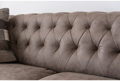 レザー調 ソファ 3人掛け ソファー 3人用 アンティーク ヴィンテージ おしゃれ キャメル グレー 黒 ブラック 木製 アームレスト 肘付き 肘掛け 背もたれ レトロ モダン 高級感 クロスステッチ(代引不可)