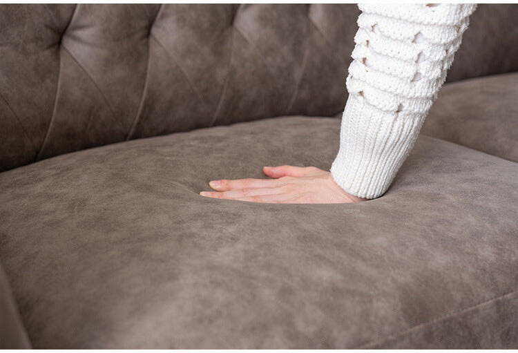 レザー調 ソファ 3人掛け ソファー 3人用 アンティーク ヴィンテージ おしゃれ キャメル グレー 黒 ブラック 木製 アームレスト 肘付き 肘掛け 背もたれ レトロ モダン 高級感 クロスステッチ(代引不可)