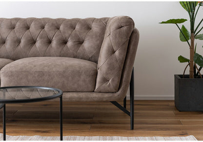 レザー調 ソファ 3人掛け ソファー 3人用 アンティーク ヴィンテージ おしゃれ キャメル グレー 黒 ブラック 木製 アームレスト 肘付き 肘掛け 背もたれ レトロ モダン 高級感 クロスステッチ(代引不可)