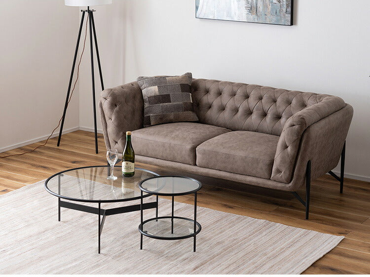 レザー調 ソファ 3人掛け ソファー 3人用 アンティーク ヴィンテージ おしゃれ キャメル グレー 黒 ブラック 木製 アームレスト 肘付き 肘掛け 背もたれ レトロ モダン 高級感 クロスステッチ(代引不可)