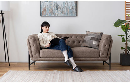 レザー調 ソファ 3人掛け ソファー 3人用 アンティーク ヴィンテージ おしゃれ キャメル グレー 黒 ブラック 木製 アームレスト 肘付き 肘掛け 背もたれ レトロ モダン 高級感 クロスステッチ(代引不可)