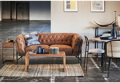 レザー調 ソファ 3人掛け ソファー 3人用 アンティーク ヴィンテージ おしゃれ キャメル グレー 黒 ブラック 木製 アームレスト 肘付き 肘掛け 背もたれ レトロ モダン 高級感 クロスステッチ(代引不可)