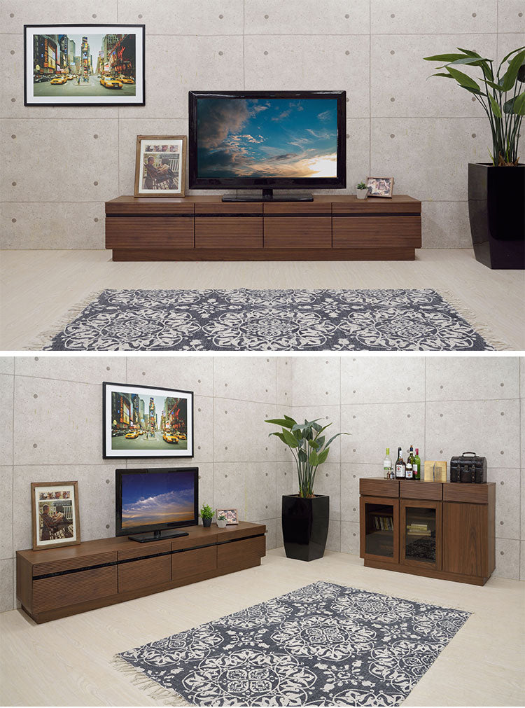 テレビボード 幅約210cm ローボード テレビ台 リビングボード ラック キャビネット 収納 リビング ウォールナット ナチュラル インテリア おしゃれ(代引不可)