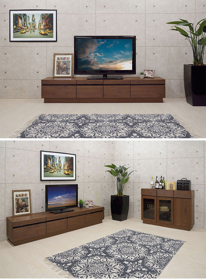 テレビボード 幅約210cm ローボード テレビ台 リビングボード ラック キャビネット 収納 リビング ウォールナット ナチュラル インテリア おしゃれ(代引不可)