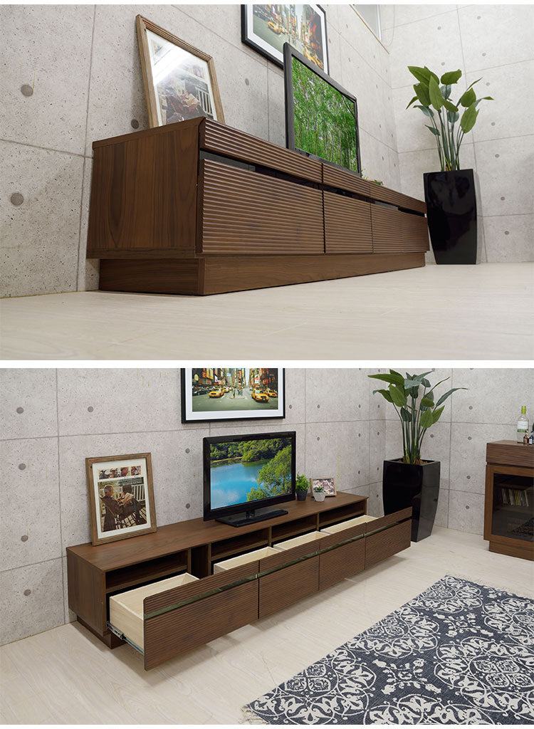 テレビボード 幅約210cm ローボード テレビ台 リビングボード ラック キャビネット 収納 リビング ウォールナット ナチュラル インテリア おしゃれ(代引不可)