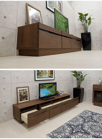 テレビボード 幅約210cm ローボード テレビ台 リビングボード ラック キャビネット 収納 リビング ウォールナット ナチュラル インテリア おしゃれ(代引不可)