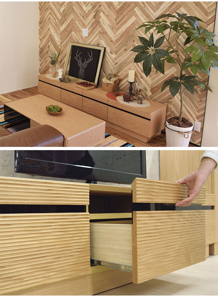 テレビボード 幅約210cm ローボード テレビ台 リビングボード ラック キャビネット 収納 リビング ウォールナット ナチュラル インテリア おしゃれ(代引不可)