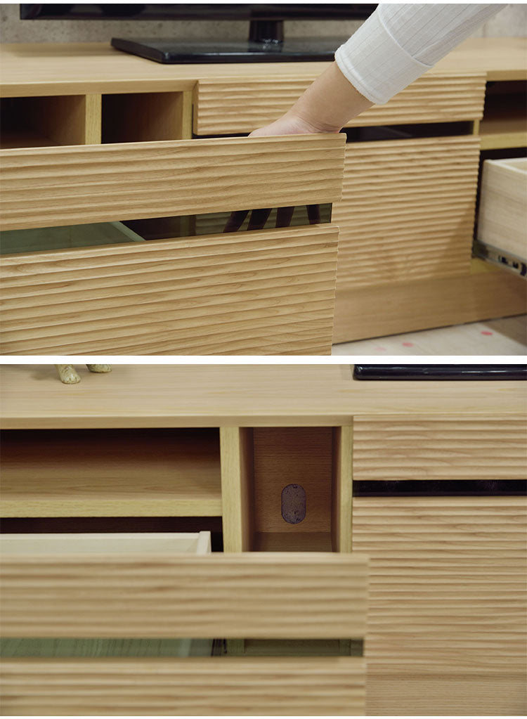 テレビボード 幅約210cm ローボード テレビ台 リビングボード ラック キャビネット 収納 リビング ウォールナット ナチュラル インテリア おしゃれ(代引不可)