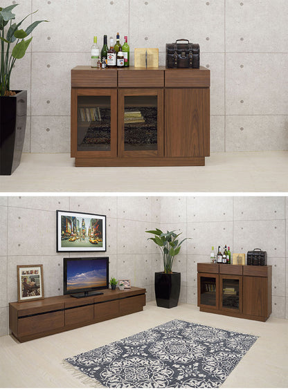 フルモス 120サイドボード(向かって右木扉) サイドボード 本棚 ラック キャビネット 収納 リビング国産 日本製 ウォールナット ナチュラル インテリア おしゃれ(代引不可)