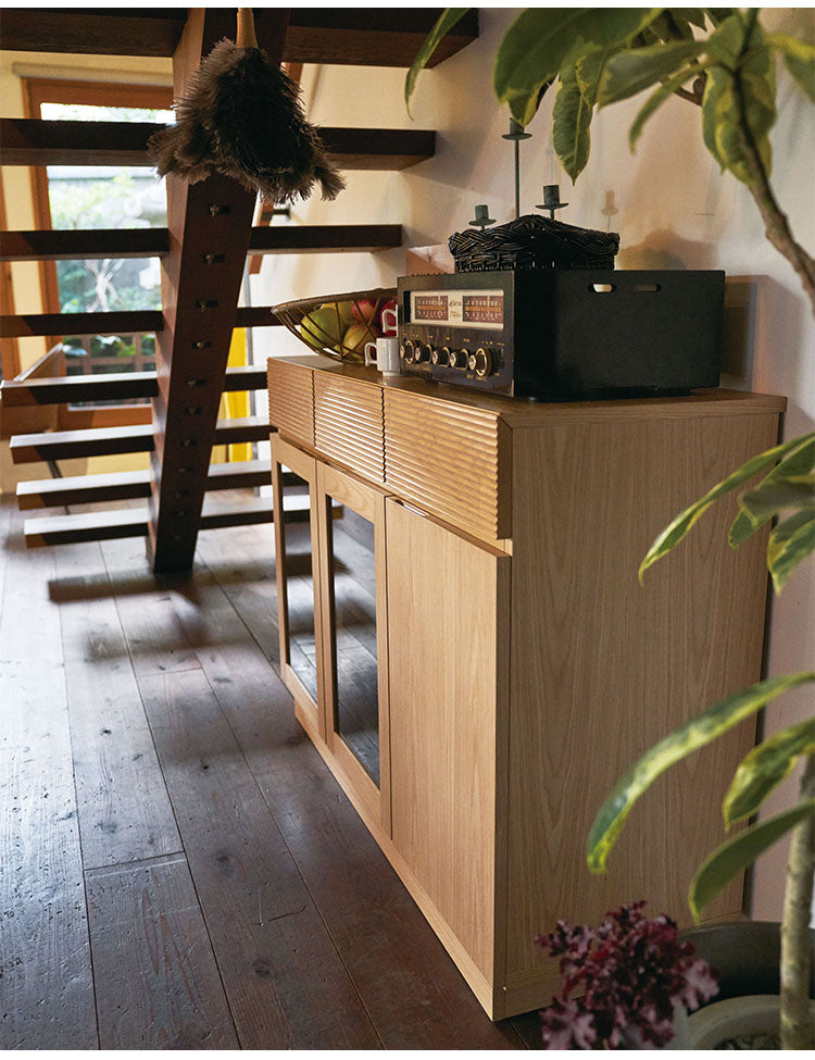 フルモス 120サイドボード(向かって右木扉) サイドボード 本棚 ラック キャビネット 収納 リビング国産 日本製 ウォールナット ナチュラル インテリア おしゃれ(代引不可)