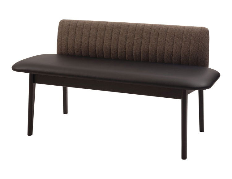 ダイニングベンチ 日本製 天然木 木脚 レザー 高級感 シンプル ベンチ 長椅子 イス おしゃれ ローバック アームレス 肘なし 合皮 レザー モダン 黒 ブラック ブラウン(代引不可)