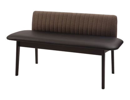 ダイニングベンチ 日本製 天然木 木脚 レザー 高級感 シンプル ベンチ 長椅子 イス おしゃれ ローバック アームレス 肘なし 合皮 レザー モダン 黒 ブラック ブラウン(代引不可)