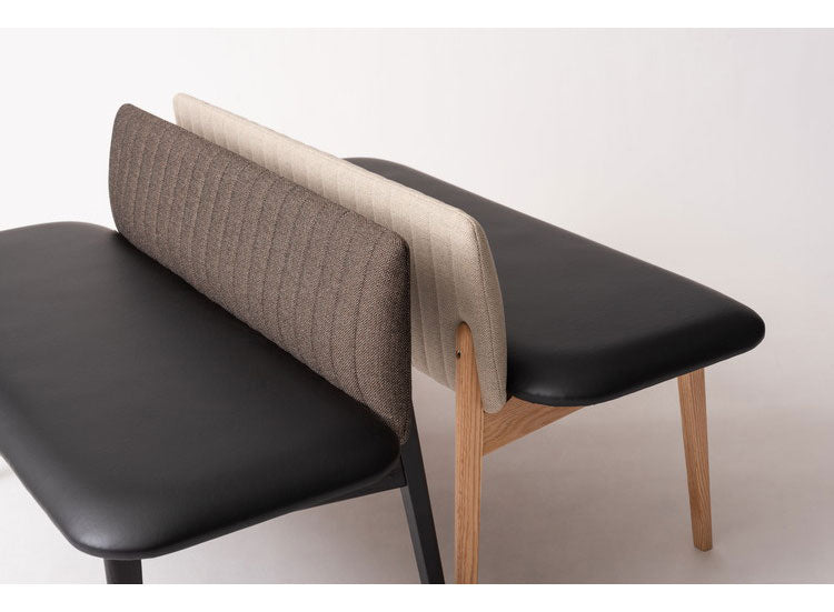 ダイニングベンチ 日本製 天然木 木脚 レザー 高級感 シンプル ベンチ 長椅子 イス おしゃれ ローバック アームレス 肘なし 合皮 レザー モダン 黒 ブラック ブラウン(代引不可)