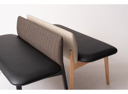 ダイニングベンチ 日本製 天然木 木脚 レザー 高級感 シンプル ベンチ 長椅子 イス おしゃれ ローバック アームレス 肘なし 合皮 レザー モダン 黒 ブラック ブラウン(代引不可)