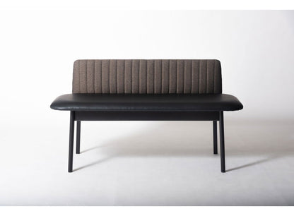 ダイニングベンチ 日本製 天然木 木脚 レザー 高級感 シンプル ベンチ 長椅子 イス おしゃれ ローバック アームレス 肘なし 合皮 レザー モダン 黒 ブラック ブラウン(代引不可)