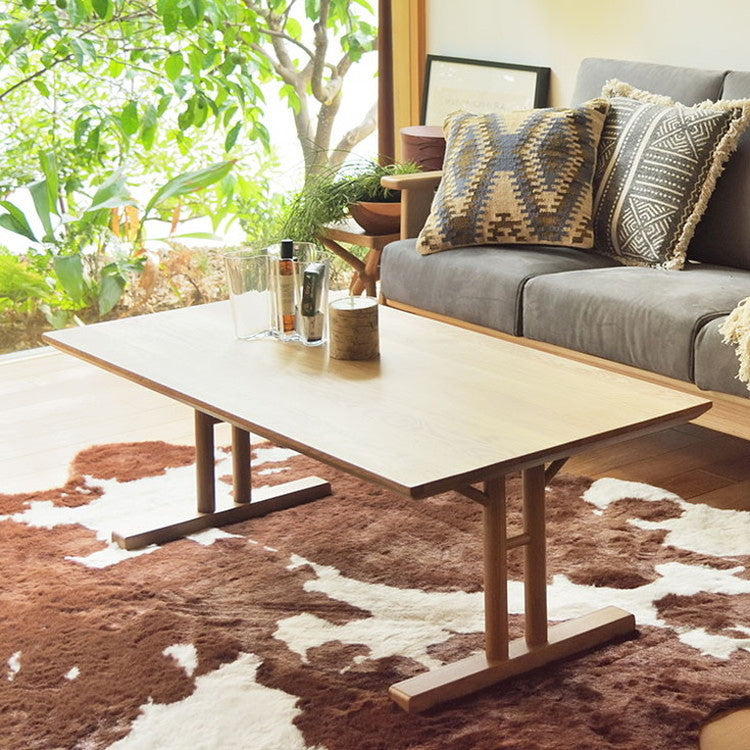 センターテーブル ローテーブル 幅115cm おしゃれ 北欧 リビングテーブル 机 木製 オーク ウォールナット ブラウン ナチュラル シンプル T字脚 新生活(代引不可)