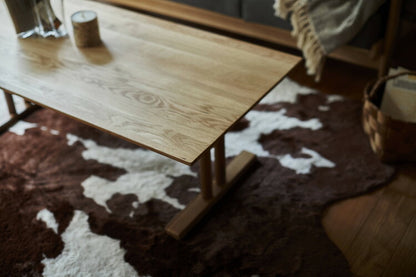 センターテーブル ローテーブル 幅115cm おしゃれ 北欧 リビングテーブル 机 木製 オーク ウォールナット ブラウン ナチュラル シンプル T字脚 新生活(代引不可)