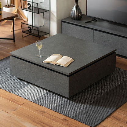 リビングテーブル センターテーブル ローテーブル テーブル 幅90cm 正方形 グレー おしゃれ モダン シンプル 引き出し付き 収納付き 大きめ 日本製(代引不可)