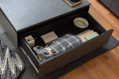 リビングテーブル センターテーブル ローテーブル テーブル 幅90cm 正方形 グレー おしゃれ モダン シンプル 引き出し付き 収納付き 大きめ 日本製(代引不可)