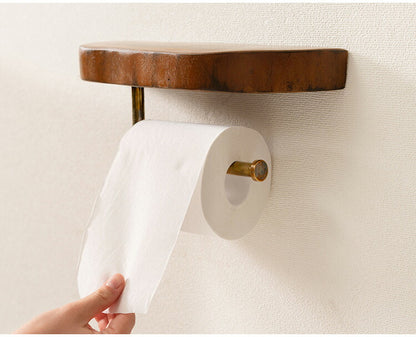 ペーパーホルダー マホガニー 壁掛け 収納 収納棚 木製 天然木 ブラウン マホガニー材 木 おしゃれ シンプル ナチュラル 北欧 カントリー カントリー調 ゴールド 金 金色(代引不可)