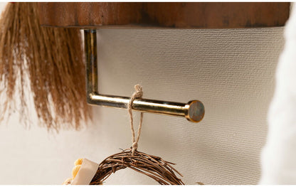 ペーパーホルダー マホガニー 壁掛け 収納 収納棚 木製 天然木 ブラウン マホガニー材 木 おしゃれ シンプル ナチュラル 北欧 カントリー カントリー調 ゴールド 金 金色(代引不可)