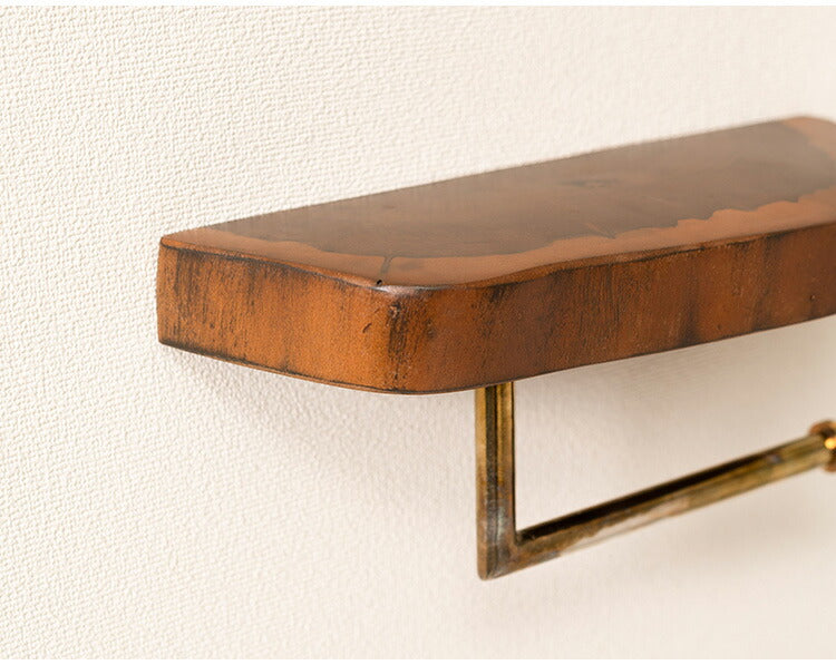 ペーパーホルダー マホガニー 壁掛け 収納 収納棚 木製 天然木 ブラウン マホガニー材 木 おしゃれ シンプル ナチュラル 北欧 カントリー カントリー調 ゴールド 金 金色(代引不可)