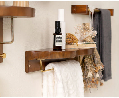 タオルハンガー マホガニー バータイプ タオル掛け タオルホルダー 壁掛け 収納 収納棚 木製 天然木 ブラウン マホガニー材 木 おしゃれ シンプル ナチュラル 北欧 カントリー カントリー調 ゴールド(代引不可)