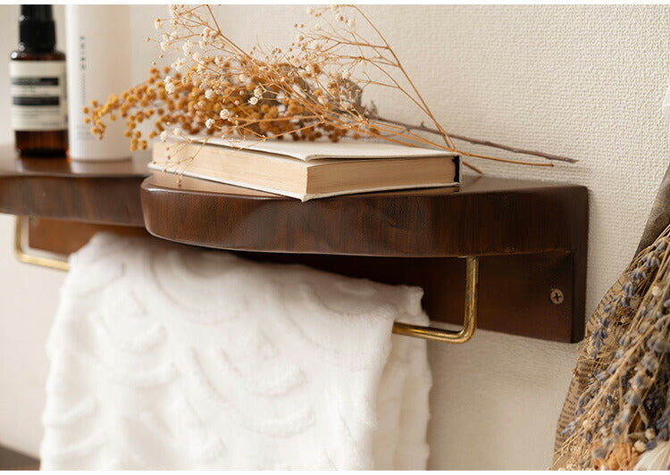 タオルハンガー マホガニー バータイプ タオル掛け タオルホルダー 壁掛け 収納 収納棚 木製 天然木 ブラウン マホガニー材 木 おしゃれ シンプル ナチュラル 北欧 カントリー カントリー調 ゴールド(代引不可)