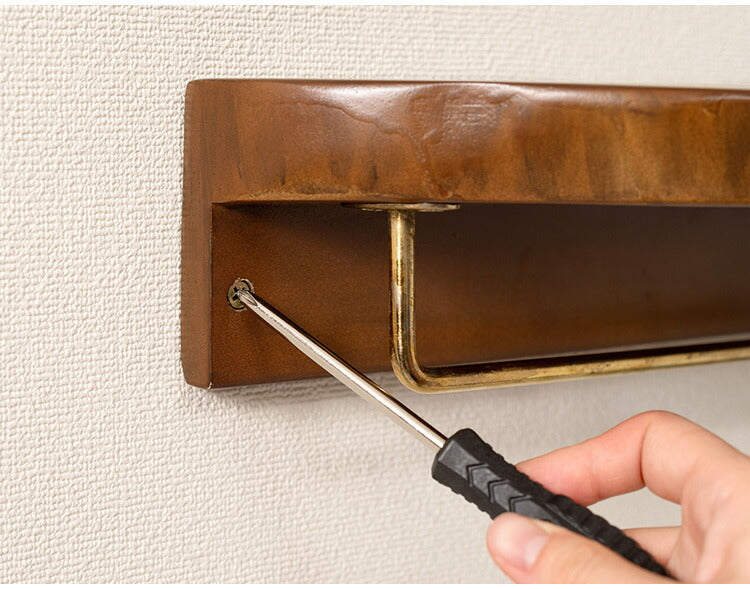 タオルハンガー マホガニー バータイプ タオル掛け タオルホルダー 壁掛け 収納 収納棚 木製 天然木 ブラウン マホガニー材 木 おしゃれ シンプル ナチュラル 北欧 カントリー カントリー調 ゴールド(代引不可)