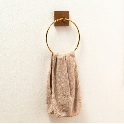 タオルハンガー チーク ラウンドタイプ タオル掛け タオルホルダー 壁掛け 収納 収納棚 木製 天然木 ブラウン チーク材 木 おしゃれ ナチュラル 北欧 カントリー カントリー調 ゴールド 円 丸(代引不可)