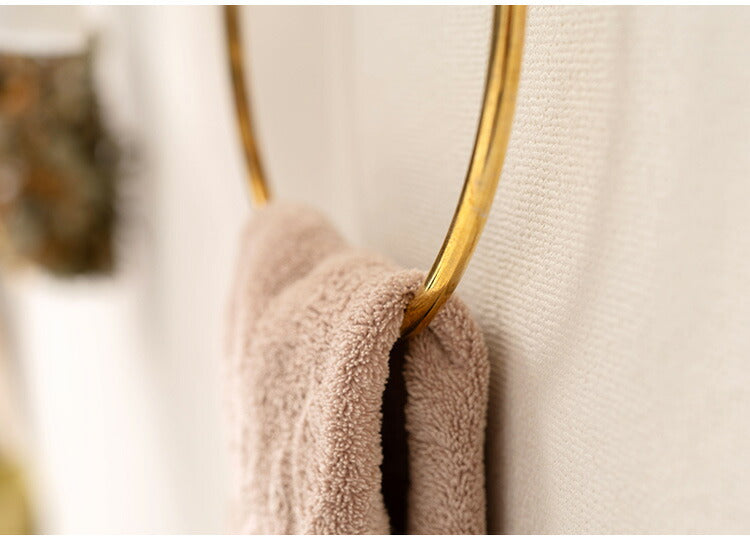 タオルハンガー チーク ラウンドタイプ タオル掛け タオルホルダー 壁掛け 収納 収納棚 木製 天然木 ブラウン チーク材 木 おしゃれ ナチュラル 北欧 カントリー カントリー調 ゴールド 円 丸(代引不可)