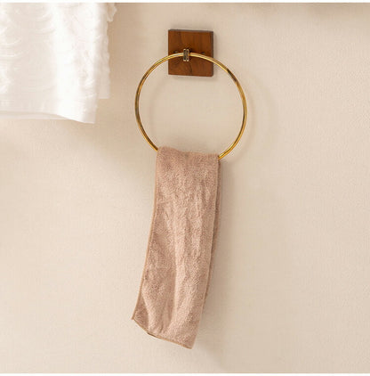 タオルハンガー チーク ラウンドタイプ タオル掛け タオルホルダー 壁掛け 収納 収納棚 木製 天然木 ブラウン チーク材 木 おしゃれ ナチュラル 北欧 カントリー カントリー調 ゴールド 円 丸(代引不可)