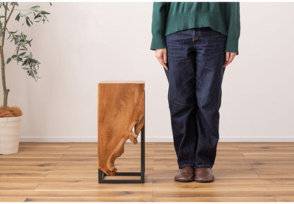 プランタースタンド チーク 高さ55cm スタンド 天然木 木製 スチール おしゃれ ブラウン サイドテーブル 花台 植物 四角 フラワースタンド シンプル モダン ヴィンテージ インテリア 北欧(代引不可)