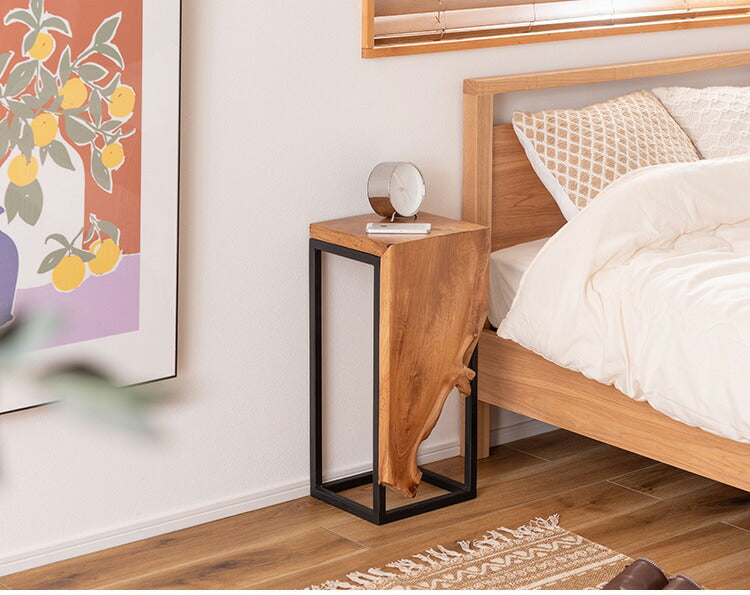 プランタースタンド チーク 高さ55cm スタンド 天然木 木製 スチール おしゃれ ブラウン サイドテーブル 花台 植物 四角 フラワースタンド シンプル モダン ヴィンテージ インテリア 北欧(代引不可)