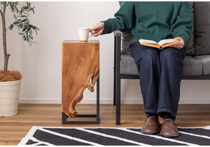 プランタースタンド チーク 高さ55cm スタンド 天然木 木製 スチール おしゃれ ブラウン サイドテーブル 花台 植物 四角 フラワースタンド シンプル モダン ヴィンテージ インテリア 北欧(代引不可)