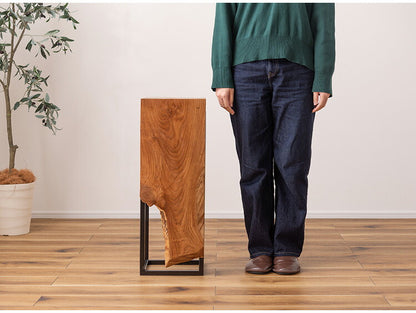 プランタースタンド チーク 高さ70cm スタンド 天然木 木製 スチール おしゃれ ブラウン サイドテーブル 花台 植物 四角 フラワースタンド シンプル モダン ヴィンテージ インテリア 北欧(代引不可)
