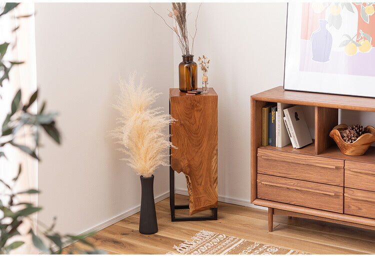 プランタースタンド チーク 高さ70cm スタンド 天然木 木製 スチール おしゃれ ブラウン サイドテーブル 花台 植物 四角 フラワースタンド シンプル モダン ヴィンテージ インテリア 北欧(代引不可)