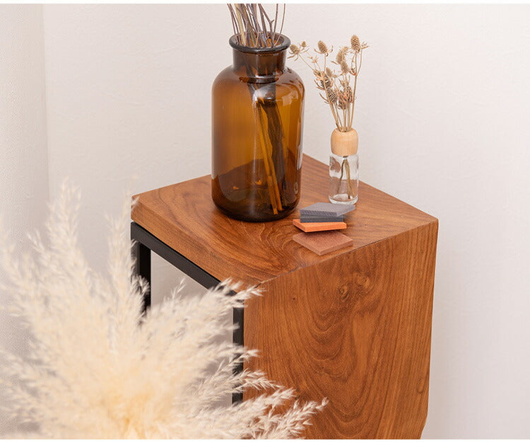 プランタースタンド チーク 高さ70cm スタンド 天然木 木製 スチール おしゃれ ブラウン サイドテーブル 花台 植物 四角 フラワースタンド シンプル モダン ヴィンテージ インテリア 北欧(代引不可)