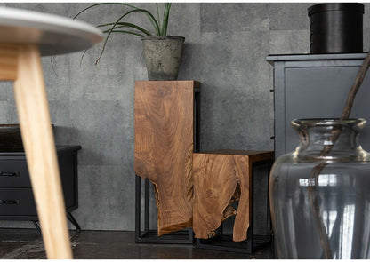 プランタースタンド チーク 高さ70cm スタンド 天然木 木製 スチール おしゃれ ブラウン サイドテーブル 花台 植物 四角 フラワースタンド シンプル モダン ヴィンテージ インテリア 北欧(代引不可)