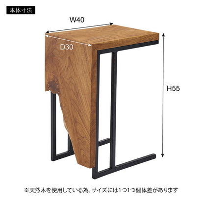 サイドテーブル チーク 幅40cm 奥行30cmナイトテーブル 机 天然木 木製 スチール ブラウン ソファサイド リビング おしゃれ シンプル モダン ヴィンテージ コの字 四角 インテリア 北欧(代引不可)