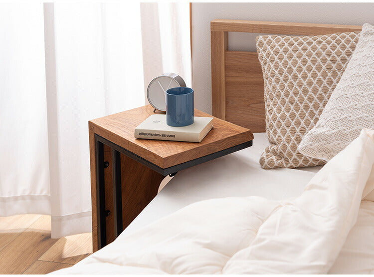 サイドテーブル チーク 幅40cm 奥行30cmナイトテーブル 机 天然木 木製 スチール ブラウン ソファサイド リビング おしゃれ シンプル モダン ヴィンテージ コの字 四角 インテリア 北欧(代引不可)