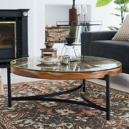 センターテーブル ローテーブル 円形 高級感 ラウンドテーブル テーブル 大きい 天然木 ガラステーブル リビングテーブル リビング モダン シック スチール おしゃれ かっこいい ソファ(代引不可)